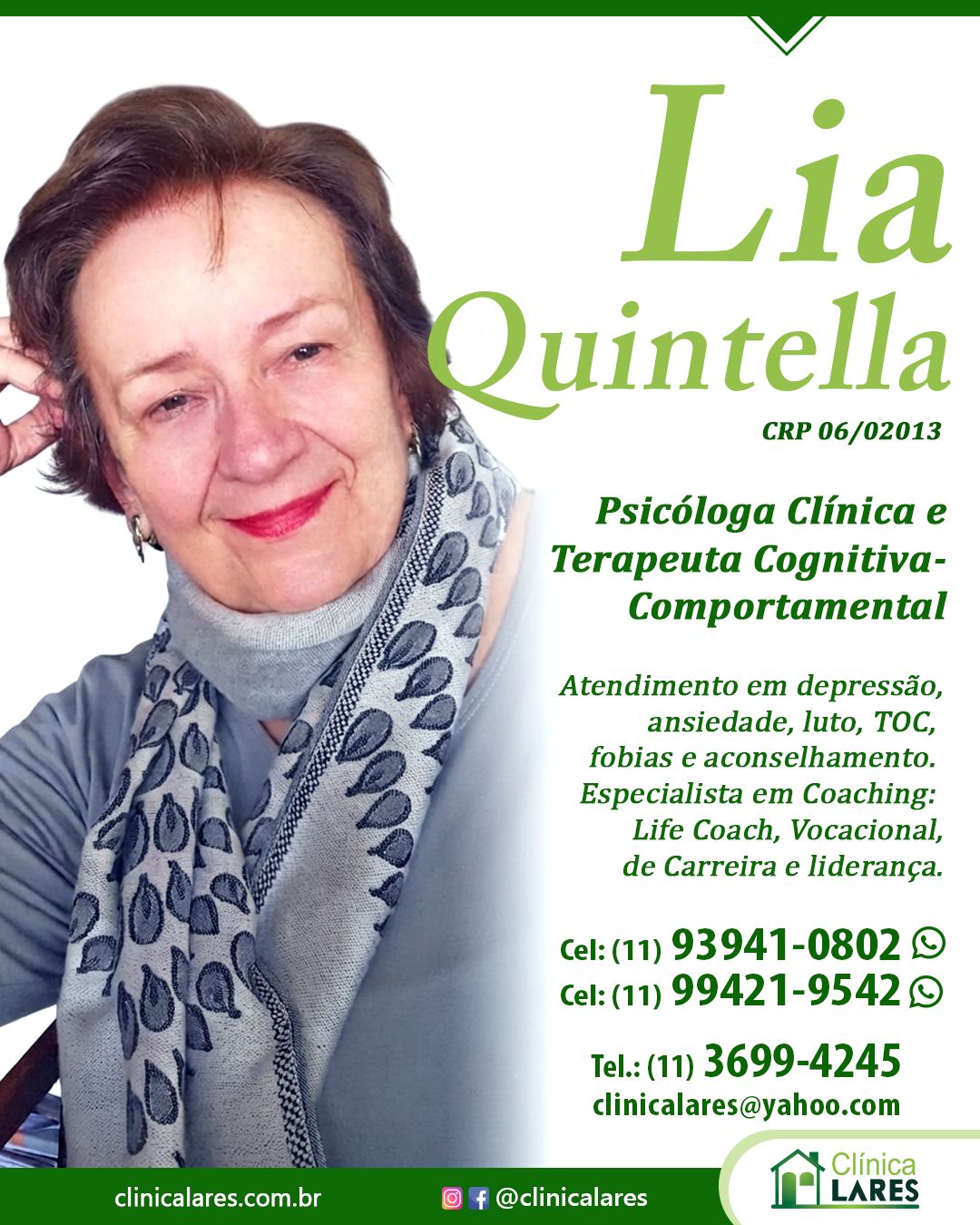 Lia Quintella - Psicóloga Clínica e Terapeuta Cognitiva-Comportamental